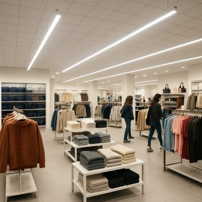 Iluminação loja de roupas